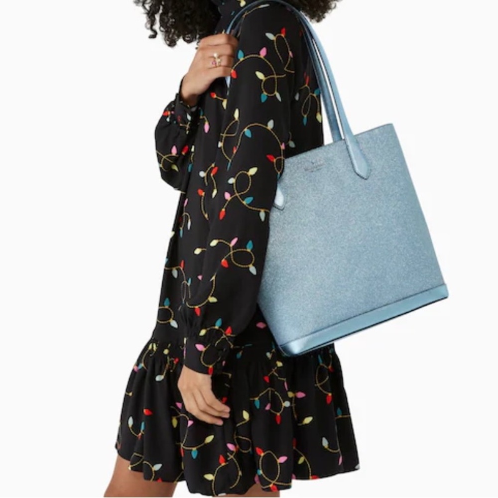 Kate spade new blue tinsel tote bag